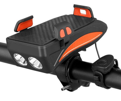 Bikea 4-in-1 Telefoonhouder, Powerbank, Verlichting & Claxon Telefoonhouder fiets SEREIN Oranje