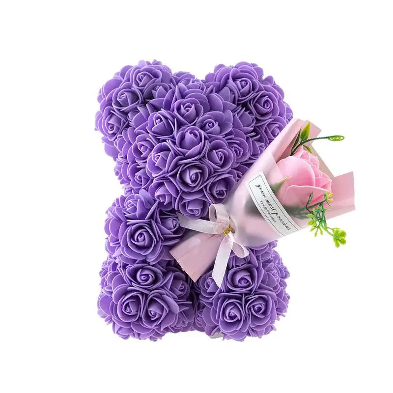 Teddybeer Fleur Romantische Teddybeer Knuffel Met Rozen Paars