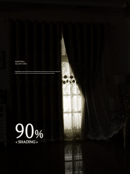 Luxe Verduisterende Gordijnen met 3D Bloemenborduurwerk – Crème Fluweel Raamdecoratie voor Optimale Lichtblokkering