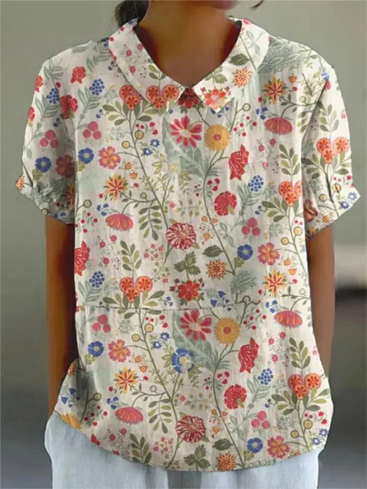 Blouse Dames Vintage Bloemenpatroon Romantische Losse