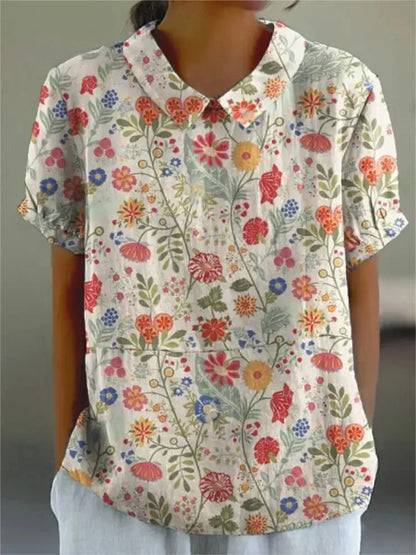 Blouse Dames Vintage Bloemenpatroon Romantische Losse