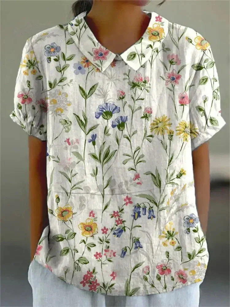 Blouse Dames Vintage Bloemenpatroon Romantische Losse