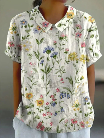 Blouse Dames Vintage Bloemenpatroon Romantische Losse