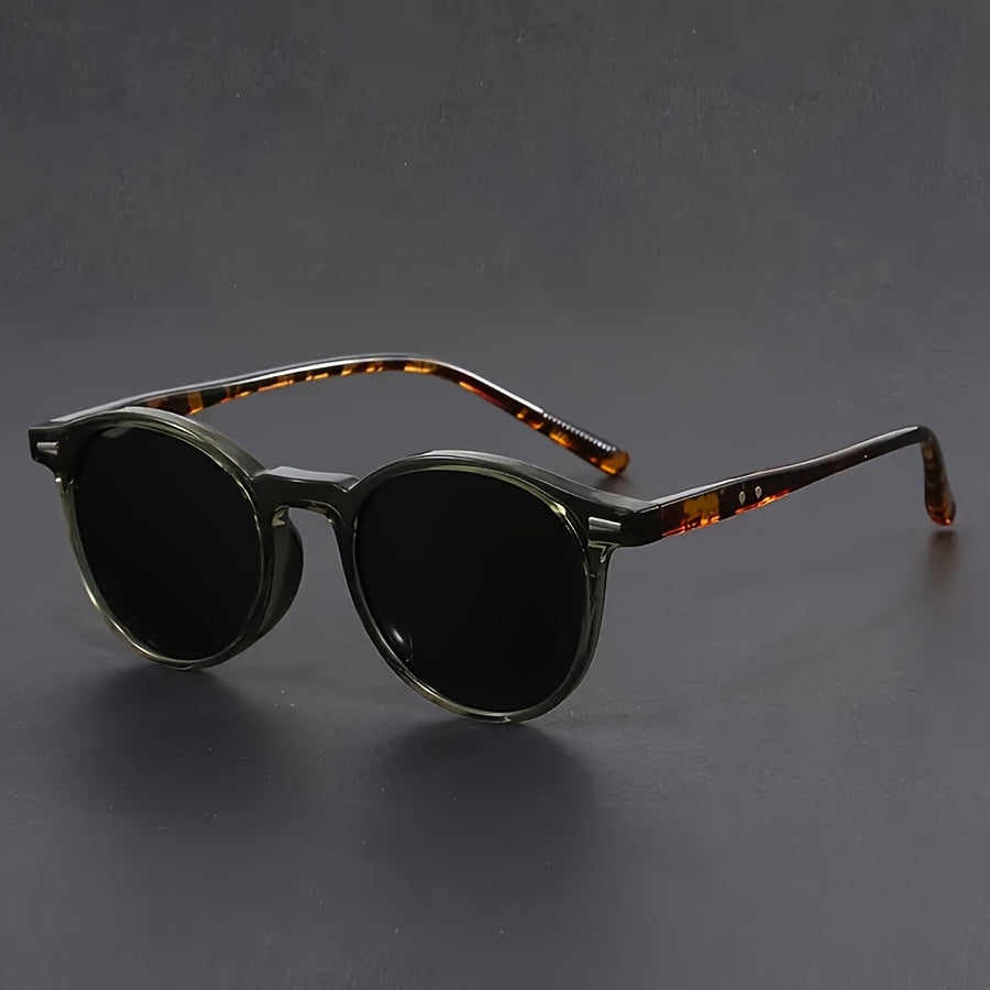 Heren Zonnebril Lichtgewicht Ronde Frame Retro Tortoiseshell Design Streetstyle Casual Groen