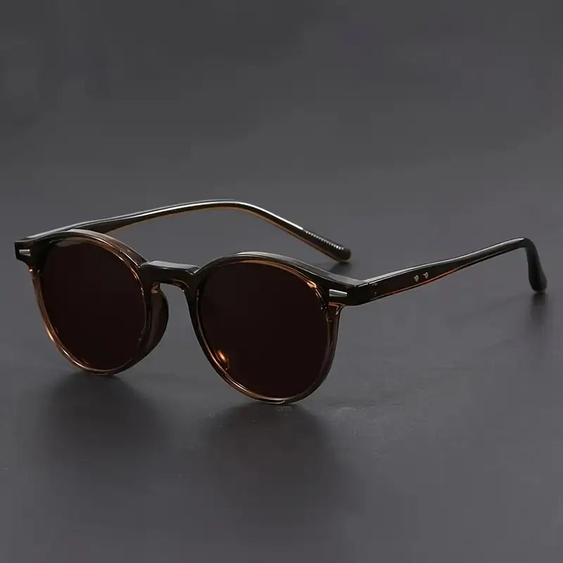 Heren Zonnebril Lichtgewicht Ronde Frame Retro Tortoiseshell Design Streetstyle Casual Bruin