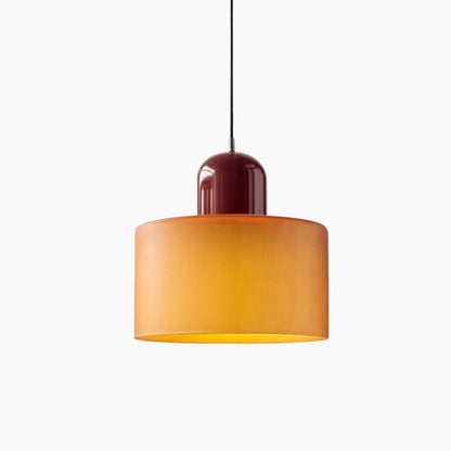 Kleine Glas-Pendelleuchte - LED, Glas/Metall, Max 12W, Drukknop, E27, CE/UL Gecertificeerd, Moderne Elegant Oranje Rood
