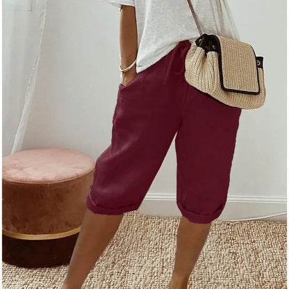 Korte Damesbroek - Comfort en Stijl voor de Zomer Bordeaux Rood