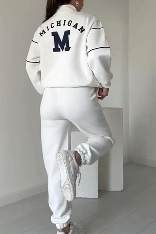 Trendy Dames Trainingspak Set met Half-Zip Sweater