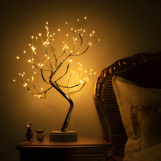 Tulipifera Staande Lamp met Natuurlijke Houtlook en Warm Licht - USB-aansluiting en Duurzaam Initiatief