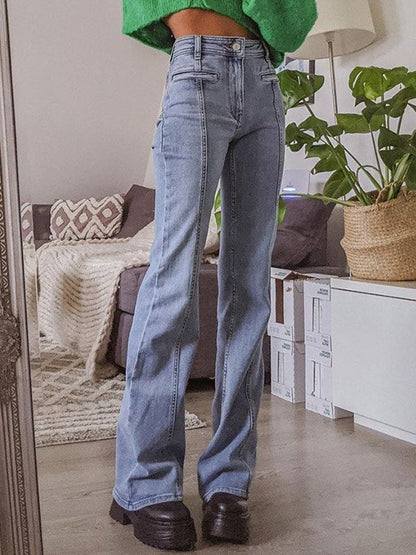 Flare-jeans met sterpatch op de rug