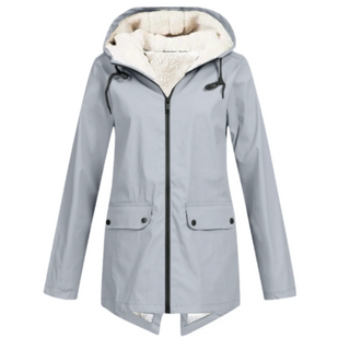 Trenchcoat Waterdicht Fleece Lined Hooded Tailored Fit Grijs