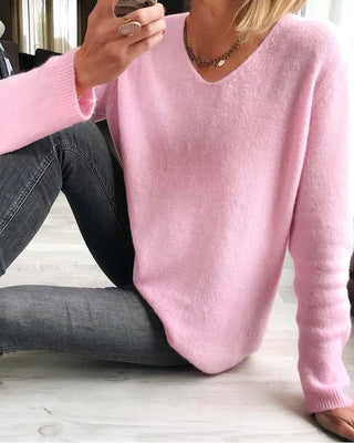 Trui Effen Met Lange Mouwen Katoen Losse Pasvorm S 3XL Roze