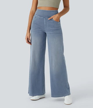Vanio | Comfy Elastische Flared Broek met Hoge Taille