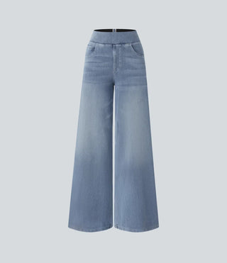 Vanio | Comfy Elastische Flared Broek met Hoge Taille