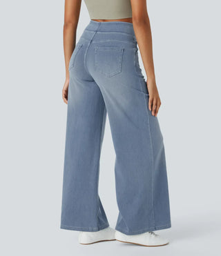 Vanio | Comfy Elastische Flared Broek met Hoge Taille