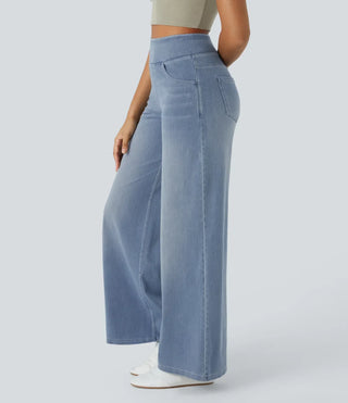 Vanio | Comfy Elastische Flared Broek met Hoge Taille