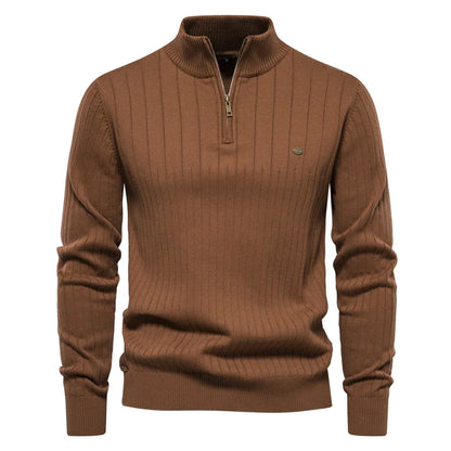 Heren Herfsttrui Met Rits Regular Fit Bruin