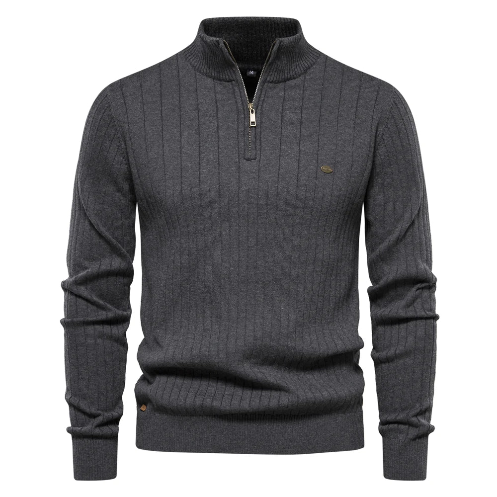 Heren Herfsttrui Met Rits Regular Fit Donkergrijs