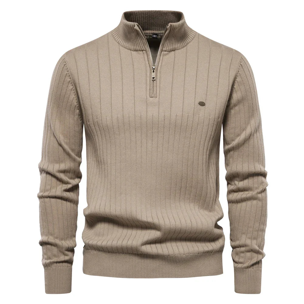 Heren Herfsttrui Met Rits Regular Fit Khaki