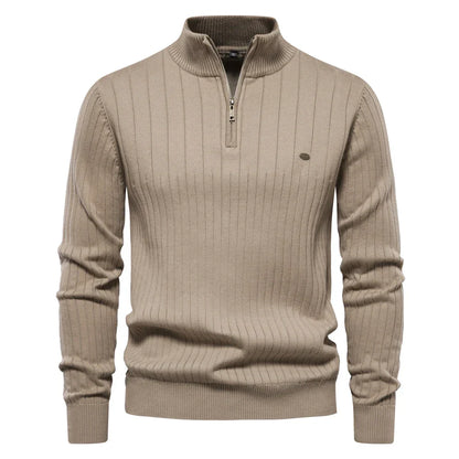 Heren Herfsttrui Met Rits Regular Fit Khaki