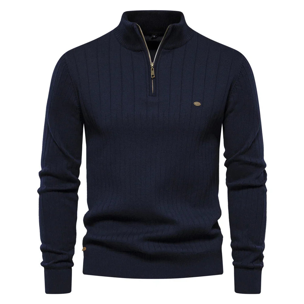 Heren Herfsttrui Met Rits Regular Fit Marineblauw