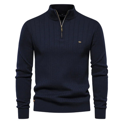 Heren Herfsttrui Met Rits Regular Fit Marineblauw