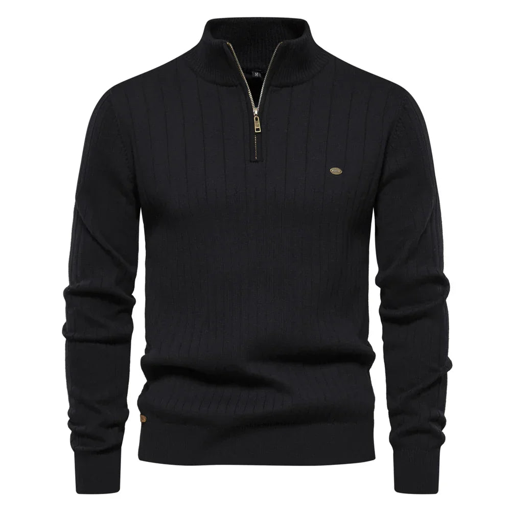 Heren Herfsttrui Met Rits Regular Fit Zwart