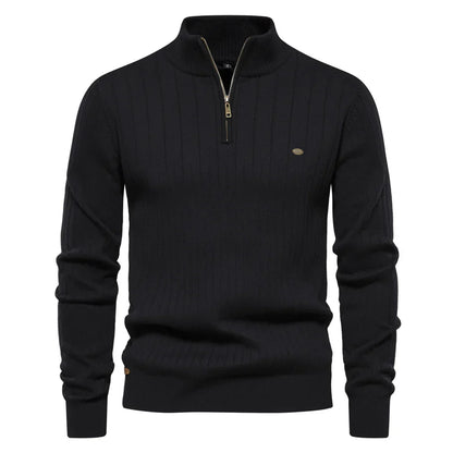 Heren Herfsttrui Met Rits Regular Fit Zwart