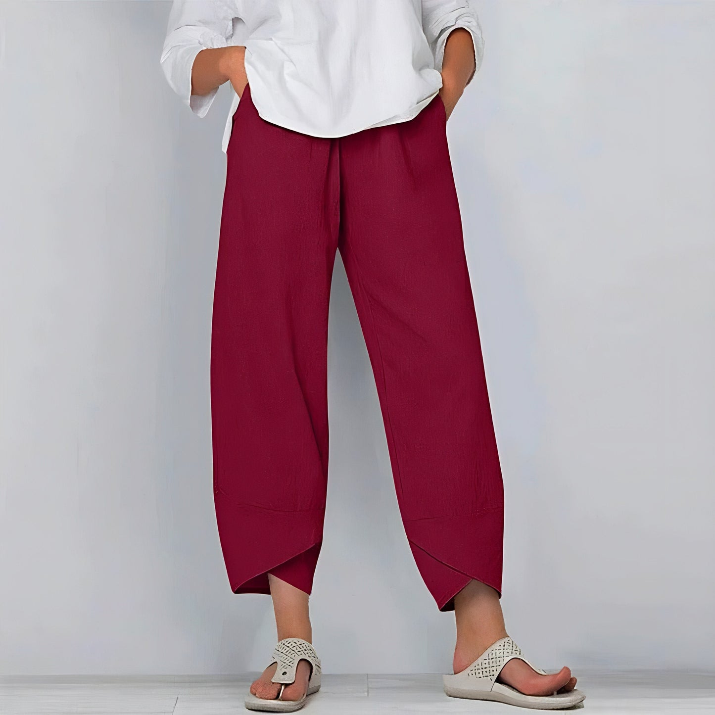 Elevate Linnen Broek Rood