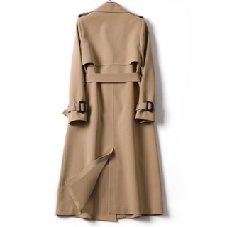 Lange Dames Jas Elegante Dubbele Knoopsluiting Met Knopen