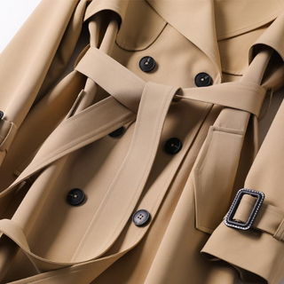 Lange Dames Jas Elegante Dubbele Knoopsluiting Met Knopen
