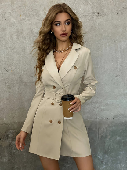 Dames Trenchcoat Reverskraag Knoopdetails Polyestervezels Kleur