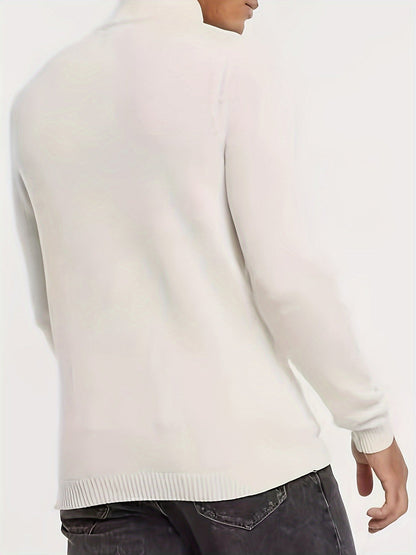 Casual herentrui met halve rits en col Ritssluiting
