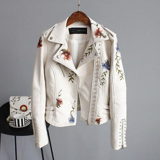 Leren Damesjack Slank Silhouet Met Zakken En Ritssluiting Beige