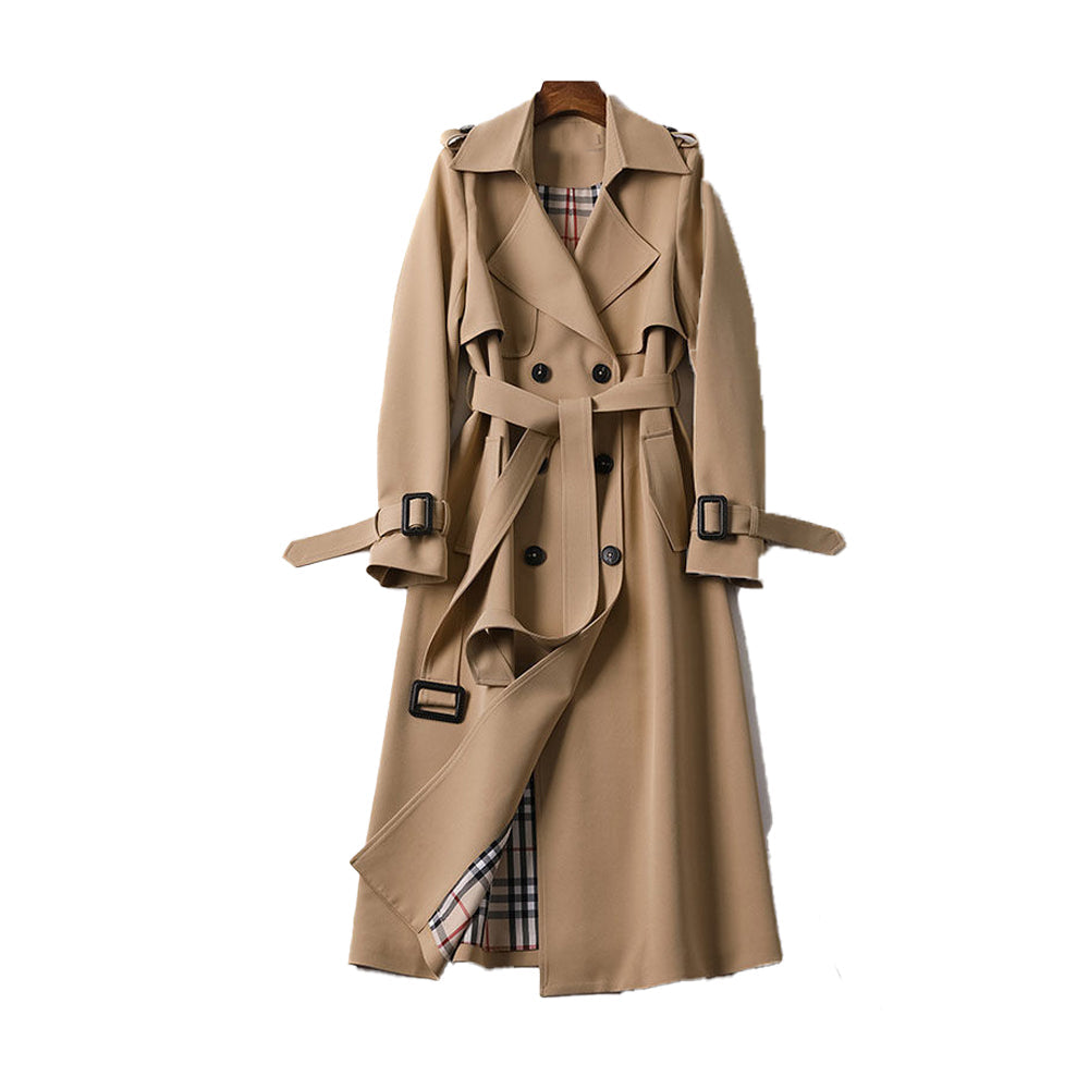 Dames Trenchcoat Dubbele Knopen Polyester Klassiek Comfort Beige