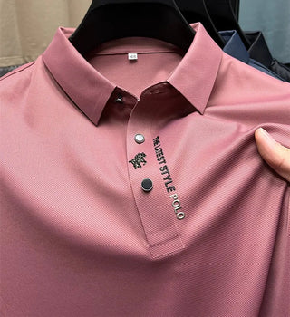 Heren Poloshirt Spierfit Katoen Italiaans Design Zalm