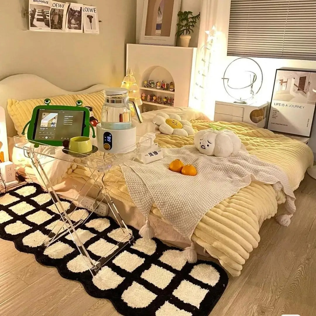 Pluche Antislip Vloerkleed Zwart-Wit Voor Ultiem Comfort