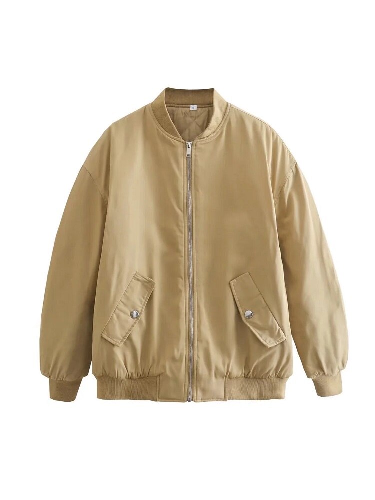 Dames Oversized Bomberjas - Zacht en warm als tussenjas Khaki