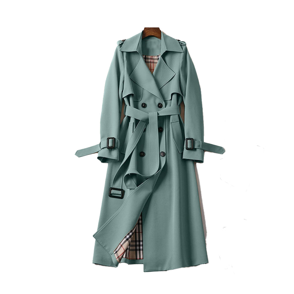 Dames Trenchcoat Dubbele Knopen Polyester Klassiek Comfort Groen