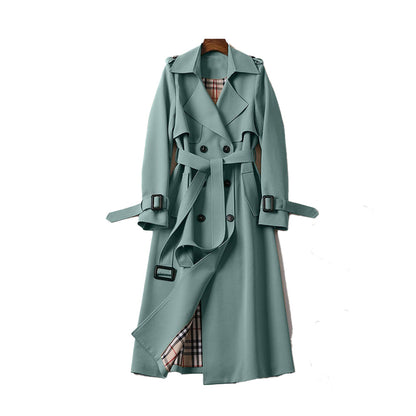 Dames Trenchcoat Dubbele Knopen Polyester Klassiek Comfort Groen