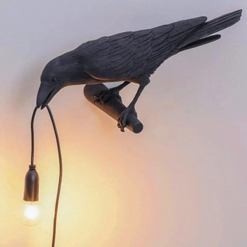Crow Bird Lamp Zwart links