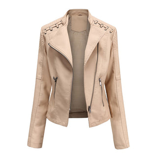 Dames Leren Jas Zacht en Soepel Leer Met Comfortabele Pasvorm Khaki