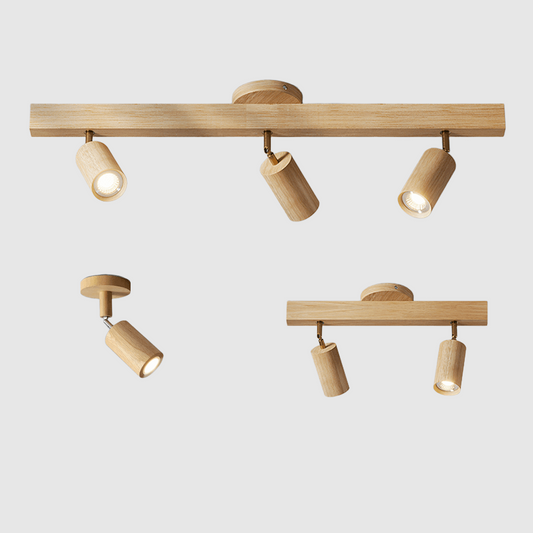 Minimalistische Houten Straler Massief Hout Verstelbare Plafondlamp