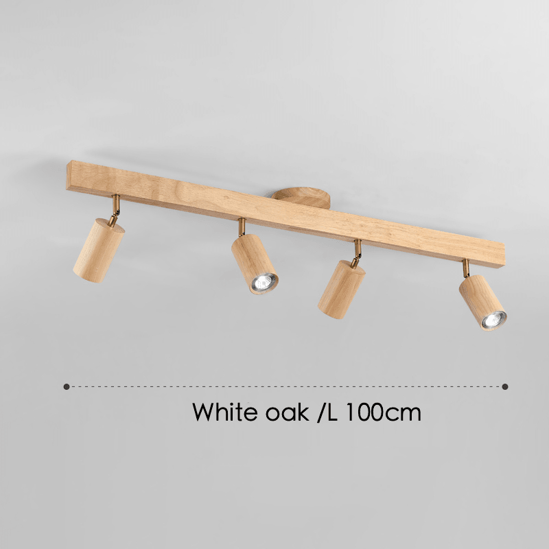 Minimalistische Houten Straler Massief Hout Verstelbare Plafondlamp Wit eik 4