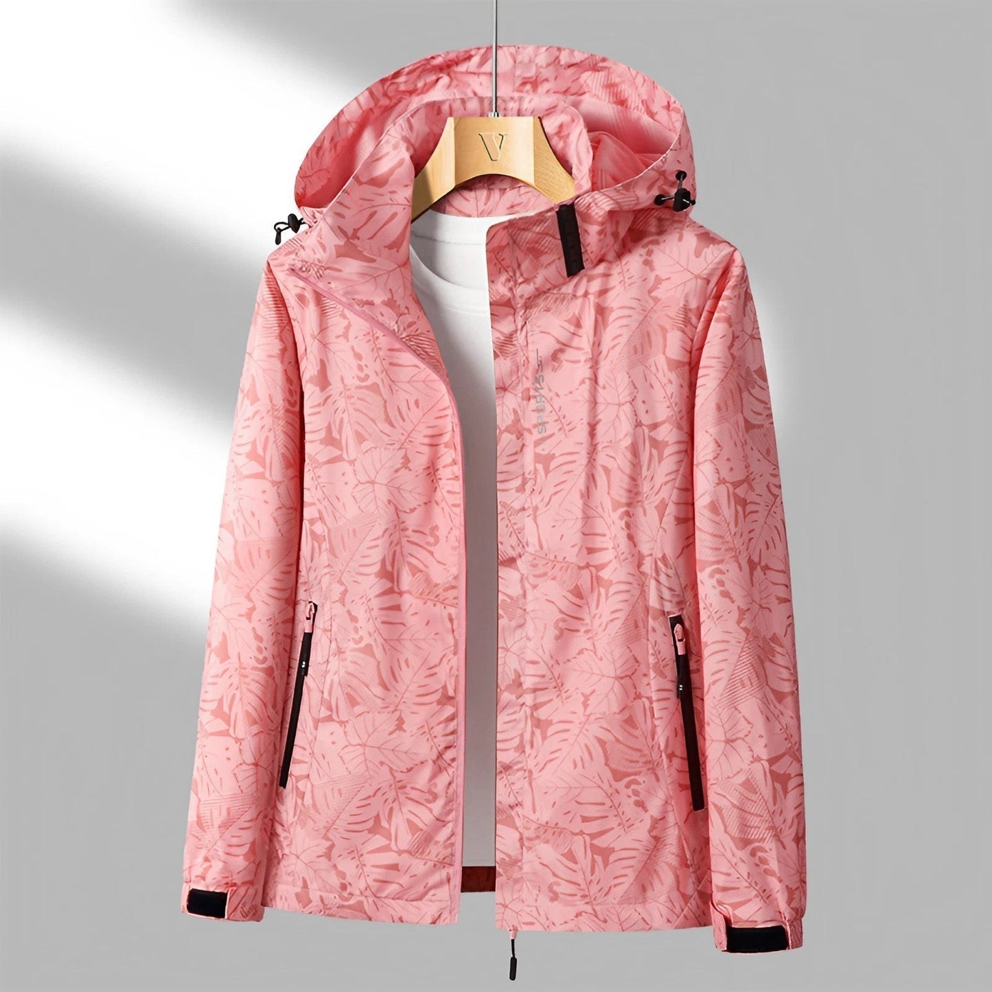 Dames Kapuzenjacke Met Rits Waterdicht Winddichte Licht Roze