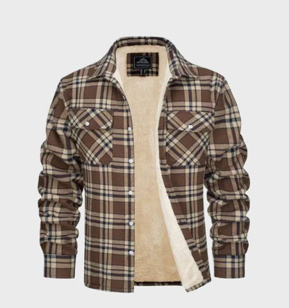 Heren Flanellen Jack Vintage Met Knoopsluiting Fleece - Winterjas Heren Khaki