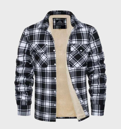 Heren Flanellen Jack Vintage Met Knoopsluiting Fleece - Winterjas Heren Zwart