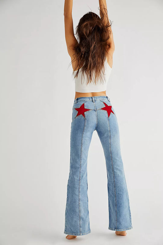 Wie is dat Meisje Flare Jeans Hoge Taille Retro Stijl
