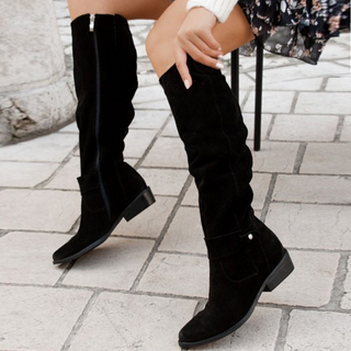 Laarzen Cowboy Dames Warmte Zachte Voering Comfort En Stijl Loop Zwart