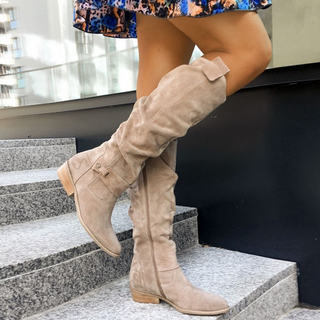 Laarzen Cowboy Dames Warmte Zachte Voering Comfort En Stijl Loop Beige